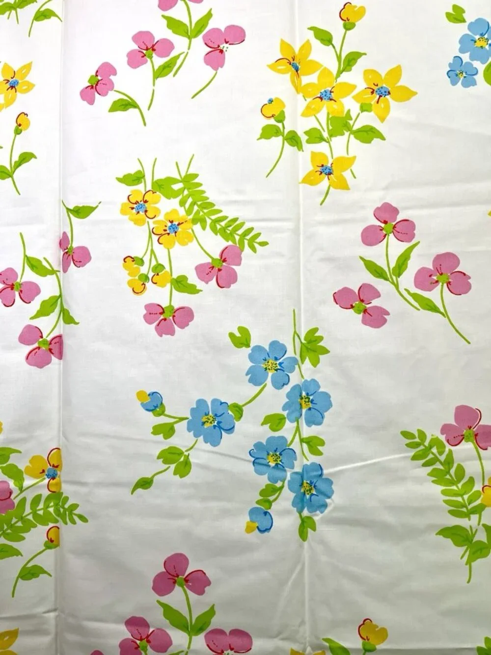VTG Pacific Miracle Floral Twin Flat Sheet Retro Mod Flower Power Mid Century